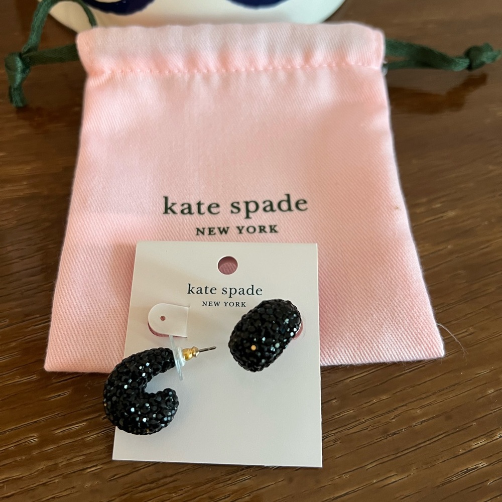 Kate Spade ADORE-ABLES clay pave huggies in Jet Black
